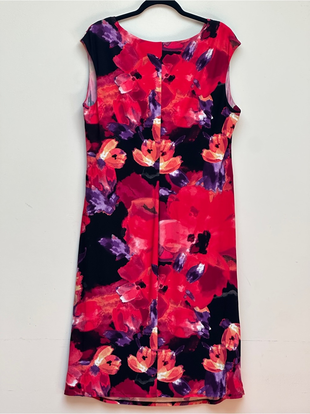 Lauren Ralph Lauren Floral Sheath Dress Pink Purple Black Cowl Neck Size 16W - Picture 4 of 11